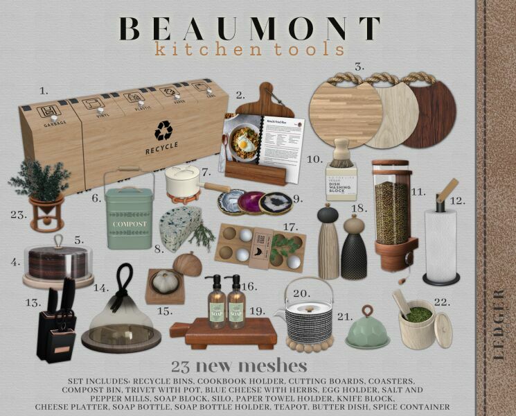 Beaumont Kitchen Tools Sims 4 CC