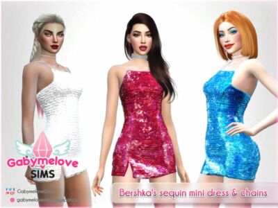 Bershka’S Sequin Mini Dress & Chains Sims 4 CC