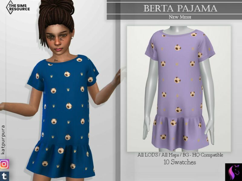 Berta Pajama By Katpurpura Sims 4 CC