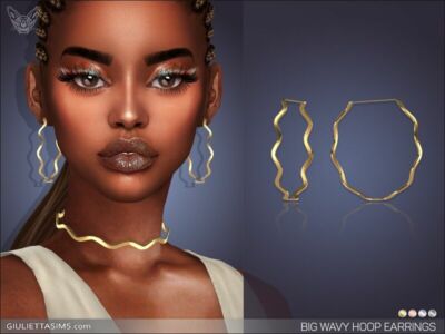 BIG Wavy Hoop Earrings By Giulietta Sims 4 CC