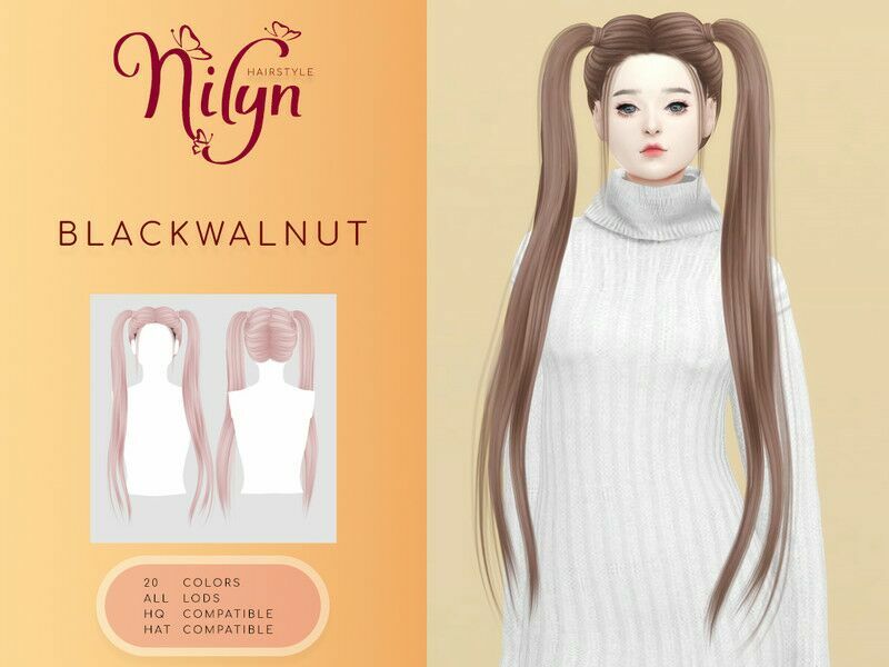 Black Walnut Hair By Nilyn Sims 4 CC