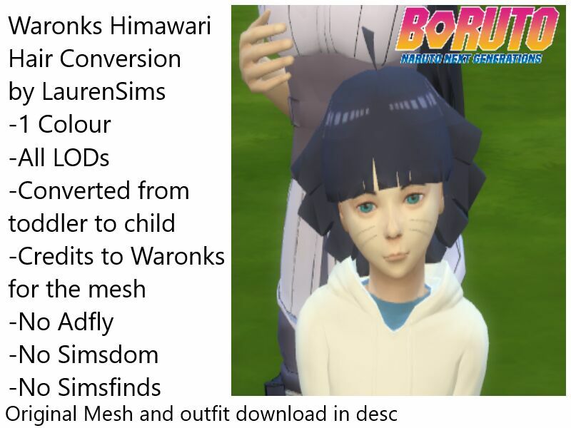 Boruto: Toddler To Child Himawari Hair Conversion By Laurensims Sims 4 CC