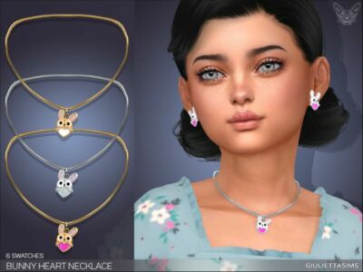 Bunny Heart Necklace For Kids By Feyona Sims 4 CC