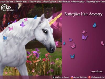 Butterflies Hair Accessory For Horses Sims 4 CC