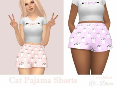 CAT Pajama Shorts By Dissia Sims 4 CC