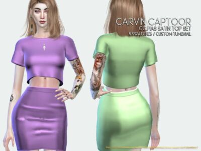 Cc.pias Satin TOP SET II Sims 4 CC