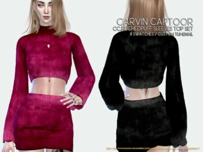 Cc.ruchedpuff Sleeves TOP SET Sims 4 CC