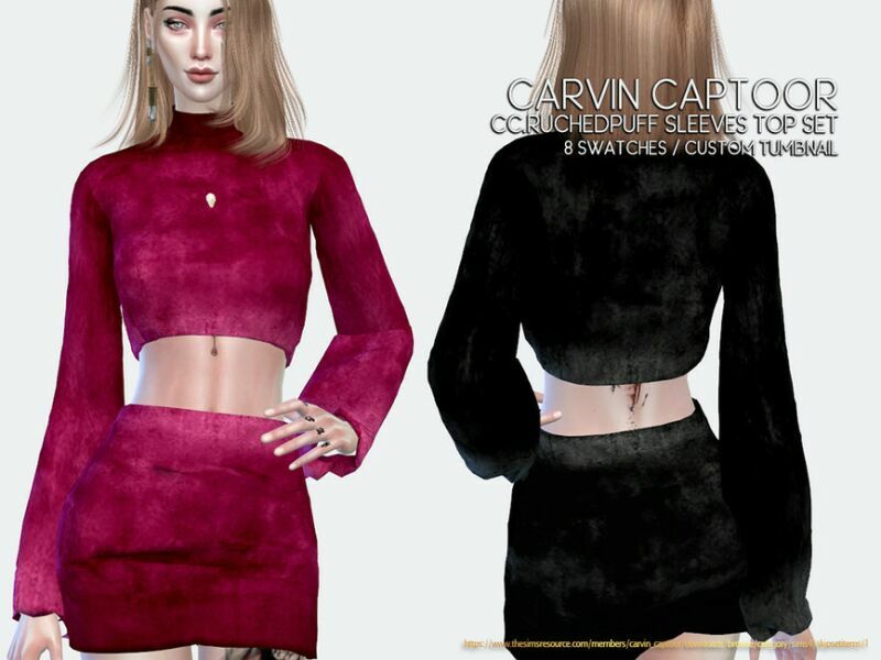 Cc.ruchedpuff Sleeves TOP SET Sims 4 CC