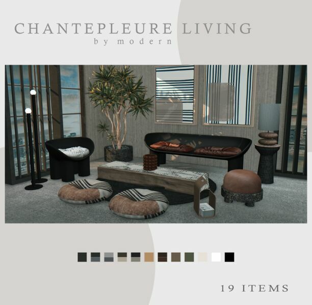 Chantepleure Living SET By Modern Sims 4 CC