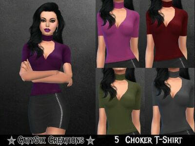 Choker T-Shirt By Catysix Sims 4 CC