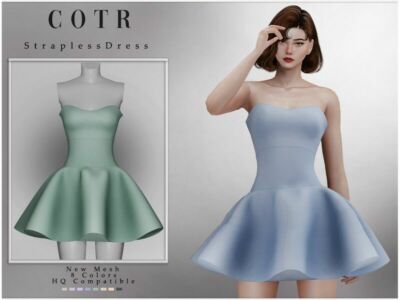 Chordoftherings Strapless Dress D-227 For / Party Sims 4 CC