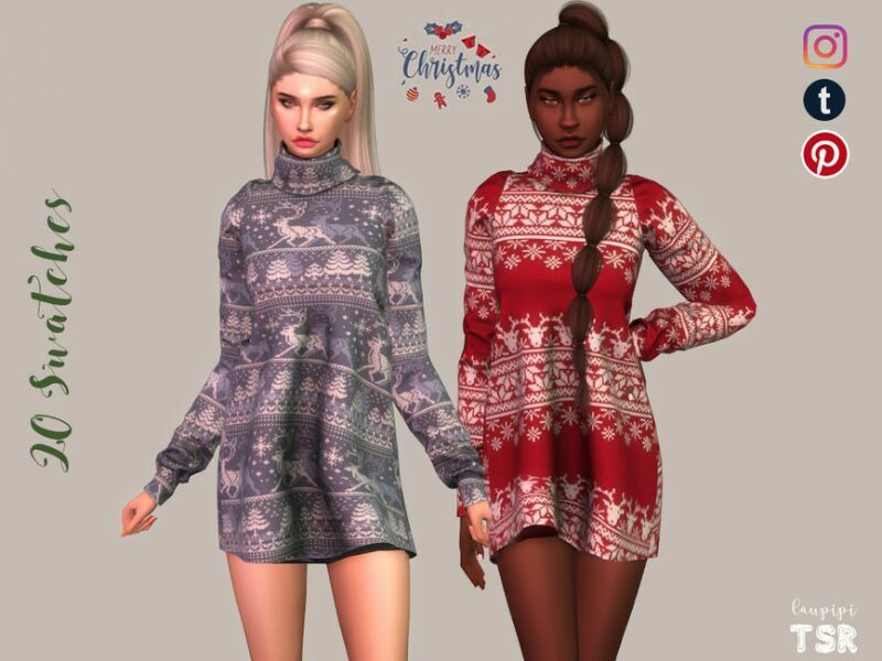 Christmas Dress – MDR18 By Laupipi Sims 4 CC