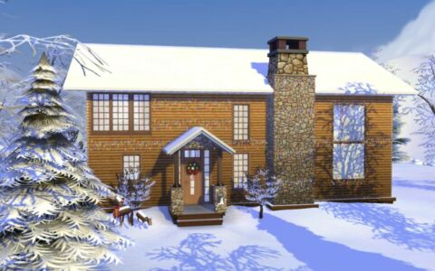 Christmas LOG Cabin CC Build By Similebuilds Sims 4 CC