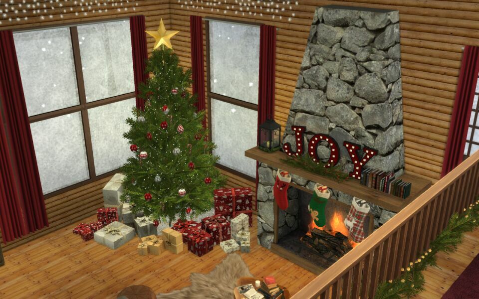 sims 4 cc christmas log cabin cc build by similebuilds 2