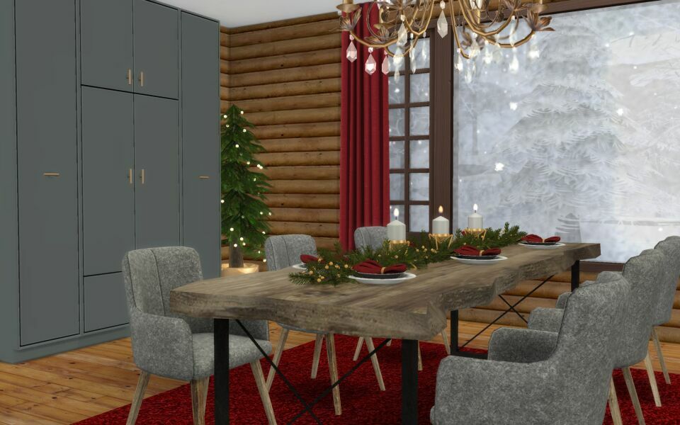 sims 4 cc christmas log cabin cc build by similebuilds 3