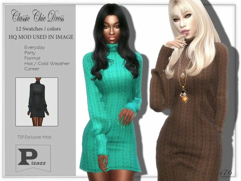 Classic Chic Dress By Pizazz Sims 4 CC