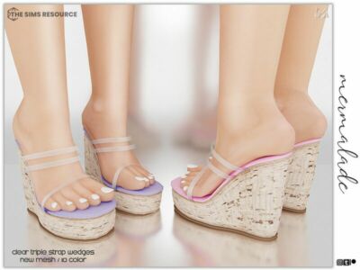 Clear Triple Strap Wedges S36 By Mermaladesimtr Sims 4 CC