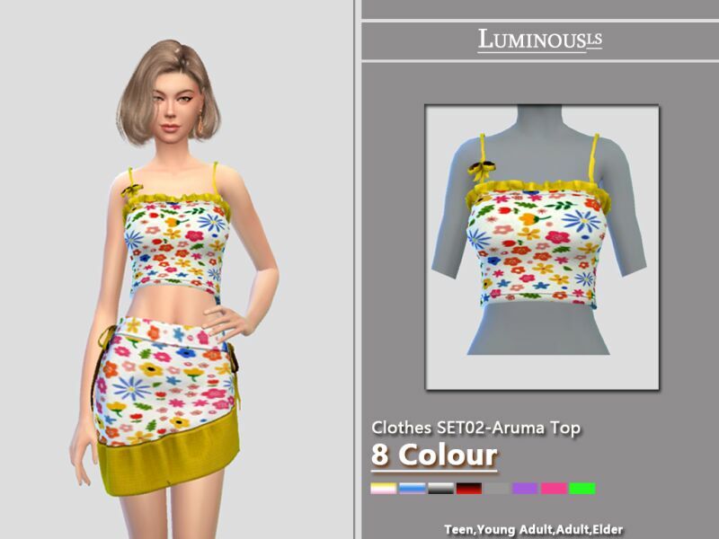 Clothes Set02-Aruma TOP By Luminousls Sims 4 CC