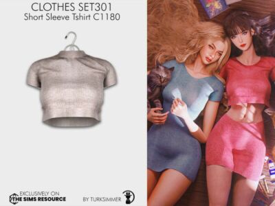 Clothes SET301 – Short Sleeve Tshirt C1180 Sims 4 CC