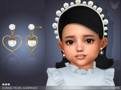 Connie Pearl Earrings For Toddlers By Feyona Sims 4 CC