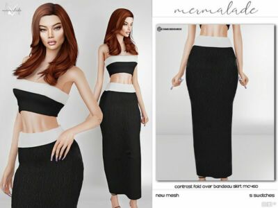 Contrast Fold Over Bandeau Skirt MC460 Sims 4 CC