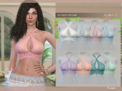 Crochet TOP Cleome By Dansimsfantasy Sims 4 CC