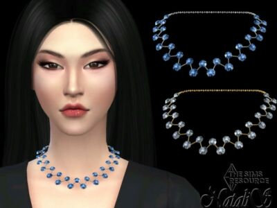 Crystal Mesh 2 ROW Necklace By Natalis Sims 4 CC