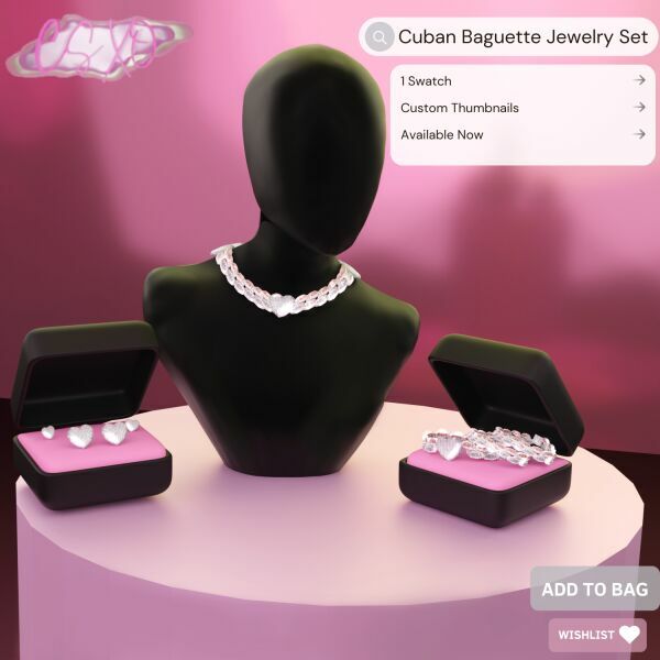 Cuban Baguette Jewelry SET Sims 4 CC