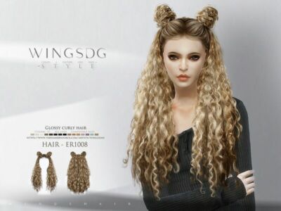 Curly Hair With Double Buns ER1008 By Wingssims Sims 4 CC