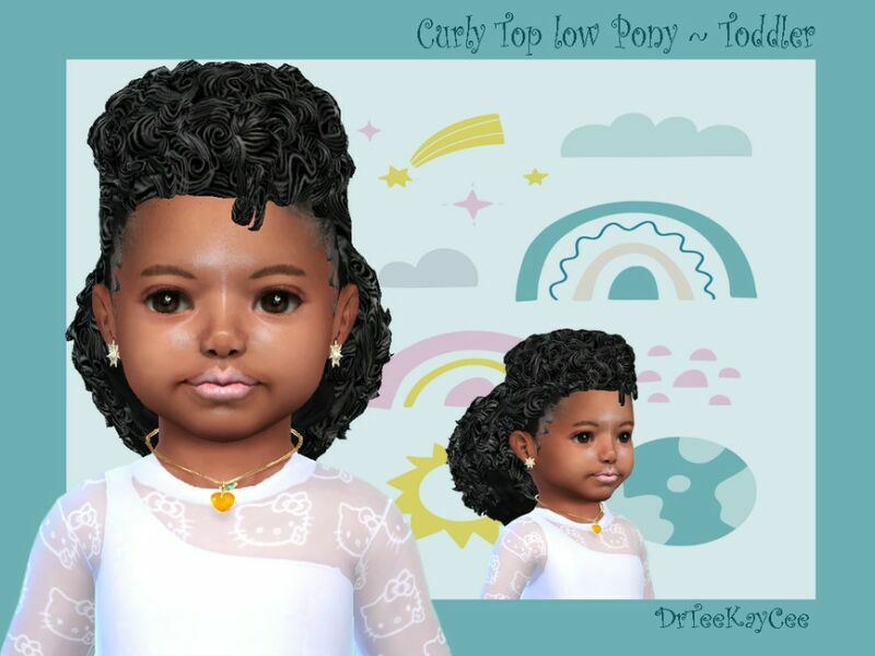 Curly TOP LOW Pony ~ Toddler By Drteekaycee Sims 4 CC