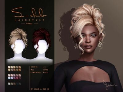 Curly Updo Hairstyle(Joan) By S-Club Sims 4 CC