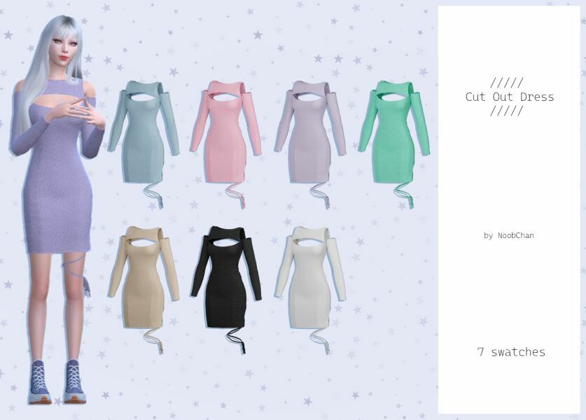 CUT OUT Dress By Noobchan Sims 4 CC