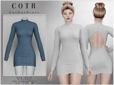 CUT OUT Dress D-280 By Chordoftherings Sims 4 CC