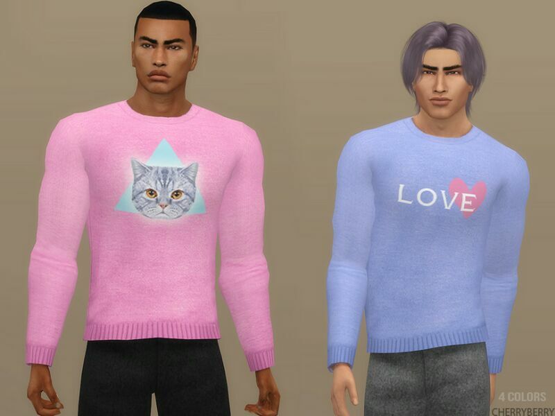 Cute Men’S Sweater By Cherryberrysim Sims 4 CC