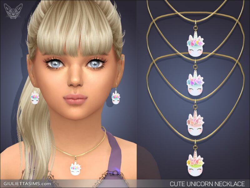 Cute Unicorn Necklace For Kids By Giulietta Sims 4 CC