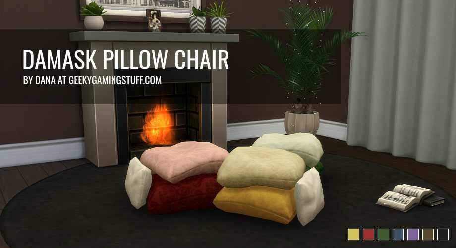 Damask Pillow Chair By Geekygamingstuff Sims 4 CC