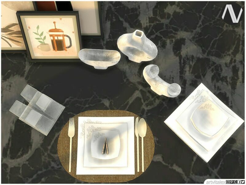 sims 4 cc davenport dining room accessories by artvitalex 4