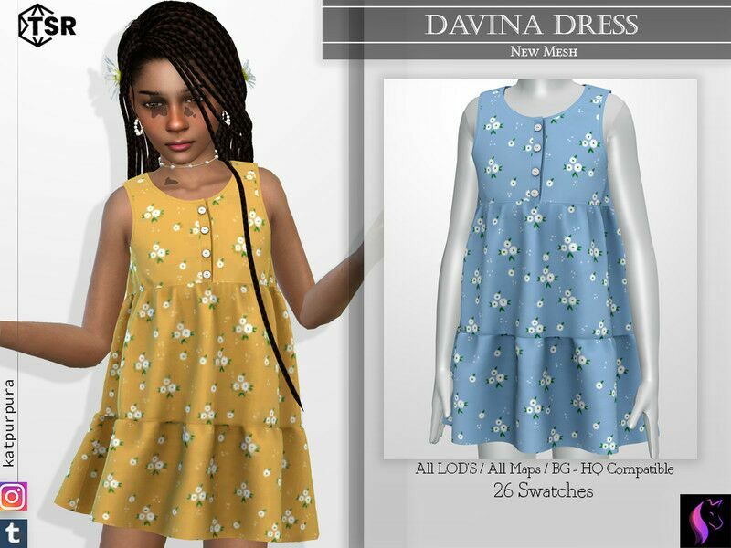 Davina Dress By Katpurpura Sims 4 CC