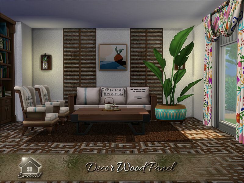 sims 4 cc decor wood panel by emerald 2