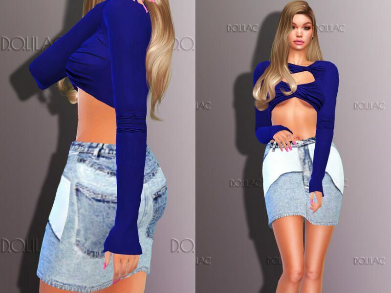 Denim Mini Skirt [SET] DO297 Sims 4 CC