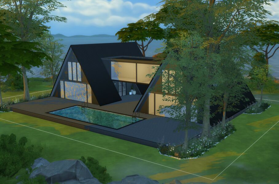 sims 4 cc double a frame house shell 3