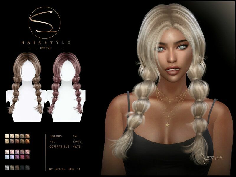 Double Bubble Braid 061122(Jennie) By S-Club By S-Club Sims 4 CC