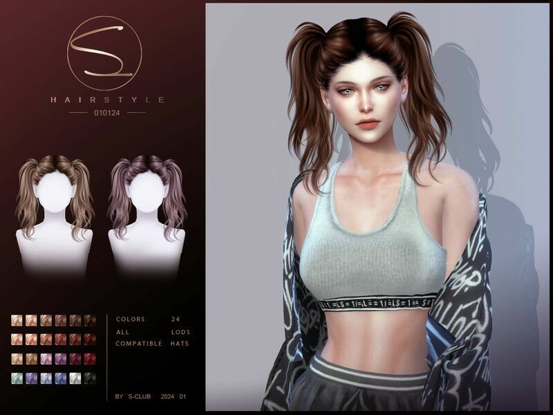 Double Ponytail Hairstyle 01012024 Sims 4 CC