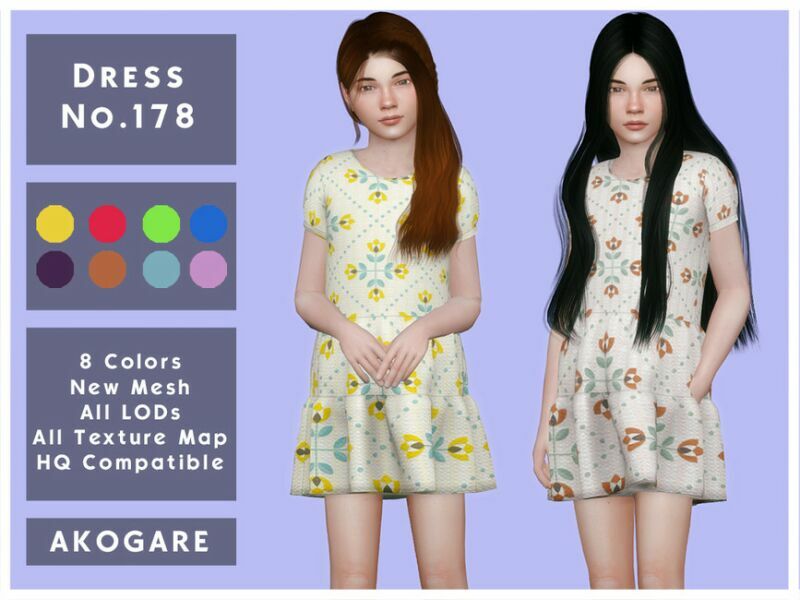 Dress NO.178 By _Akogare_ Sims 4 CC