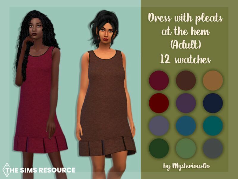 Dress With Pleats At The HEM Adult By Mysteriousoo Sims 4 CC