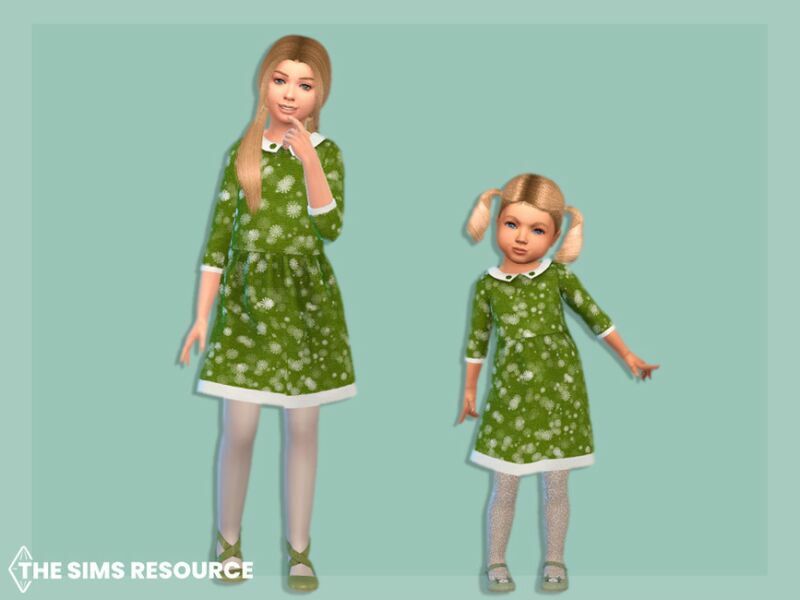 sims 4 cc dress with white floral pattern child by mysteriousoo 2