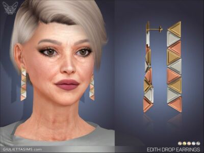 Edith Drop Earrings By Feyona Sims 4 CC