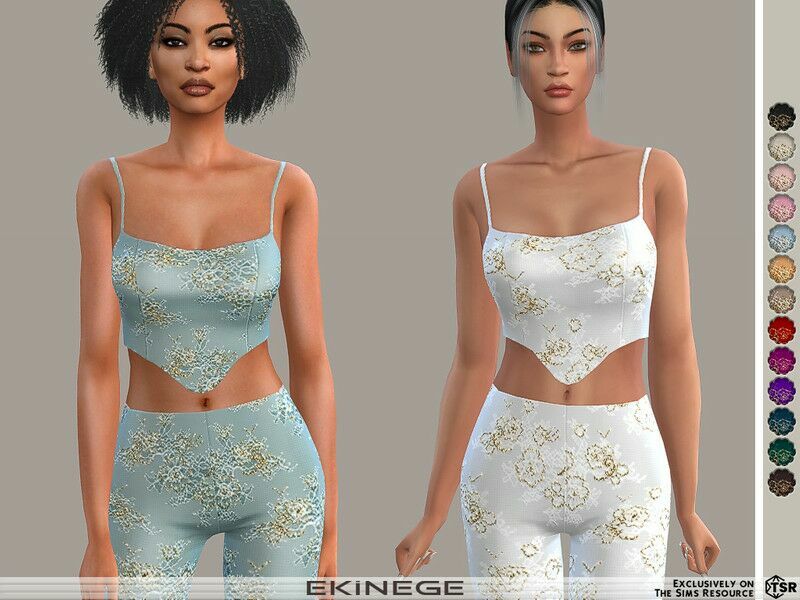 Embellished Lace Crop TOP – SET32-3 Sims 4 CC