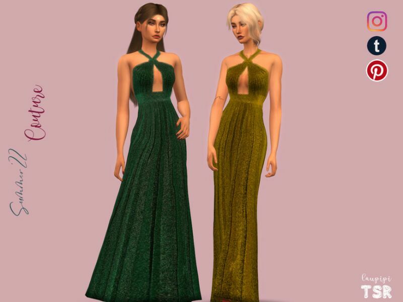 Embellished Long Dress – MDR36 By Laupipi Sims 4 CC