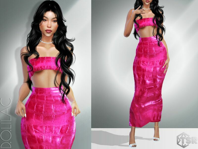 Embossed Leather Bustier [SET] DO032 Sims 4 CC